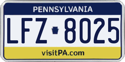PA license plate LFZ8025