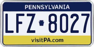 PA license plate LFZ8027