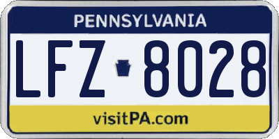 PA license plate LFZ8028