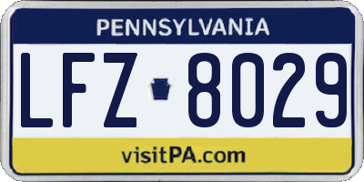 PA license plate LFZ8029