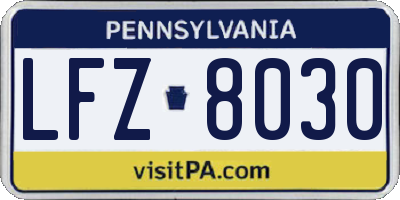 PA license plate LFZ8030