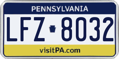 PA license plate LFZ8032