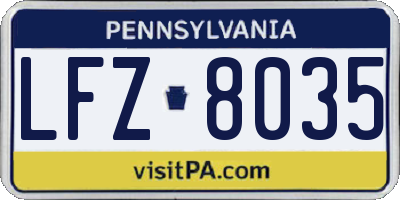 PA license plate LFZ8035