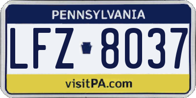 PA license plate LFZ8037