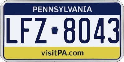PA license plate LFZ8043