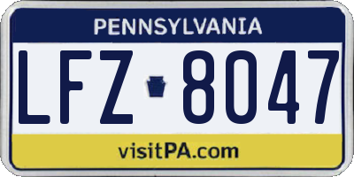 PA license plate LFZ8047