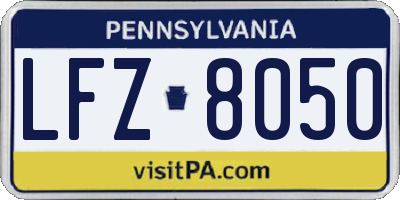 PA license plate LFZ8050