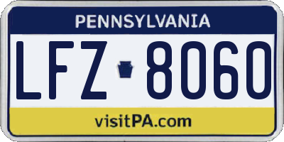 PA license plate LFZ8060