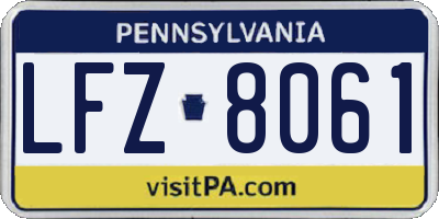 PA license plate LFZ8061