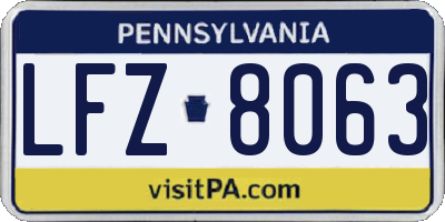 PA license plate LFZ8063