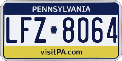 PA license plate LFZ8064