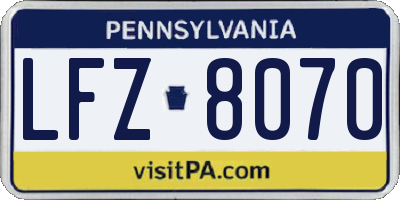 PA license plate LFZ8070