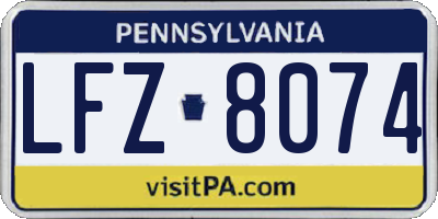 PA license plate LFZ8074