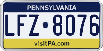 PA license plate LFZ8076