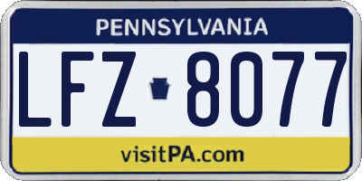 PA license plate LFZ8077