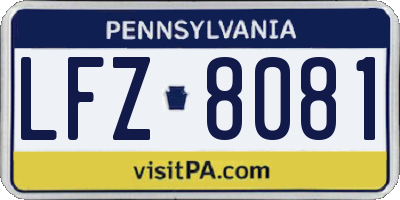 PA license plate LFZ8081