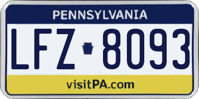 PA license plate LFZ8093