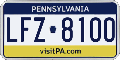 PA license plate LFZ8100
