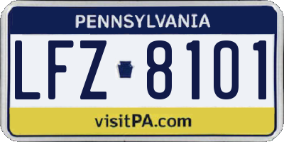 PA license plate LFZ8101