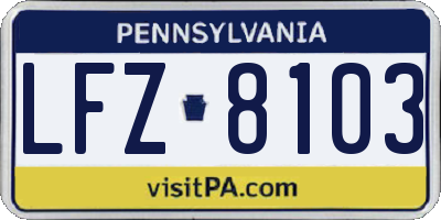 PA license plate LFZ8103