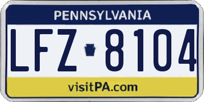 PA license plate LFZ8104