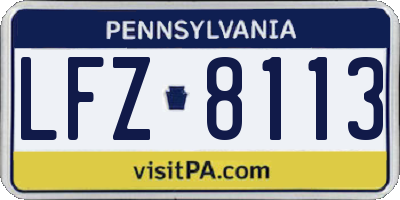PA license plate LFZ8113