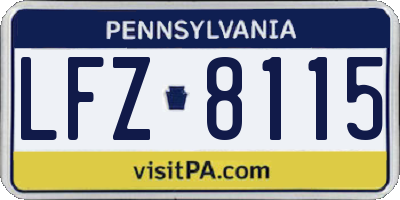 PA license plate LFZ8115