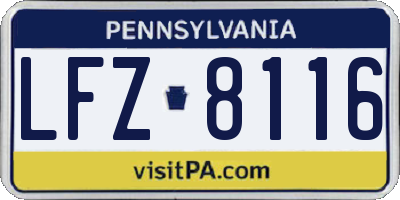 PA license plate LFZ8116