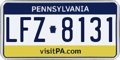 PA license plate LFZ8131