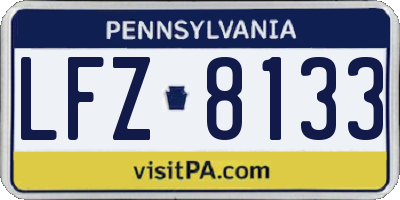 PA license plate LFZ8133