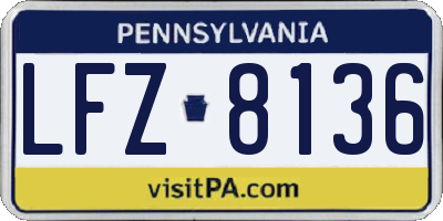 PA license plate LFZ8136