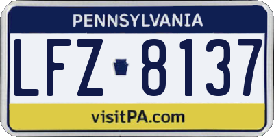 PA license plate LFZ8137