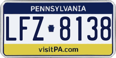 PA license plate LFZ8138