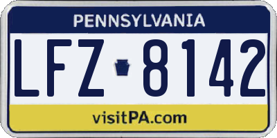 PA license plate LFZ8142