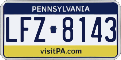 PA license plate LFZ8143