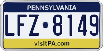 PA license plate LFZ8149