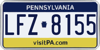 PA license plate LFZ8155