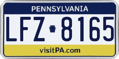 PA license plate LFZ8165