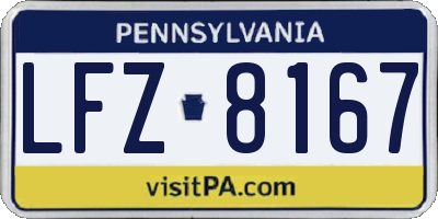 PA license plate LFZ8167