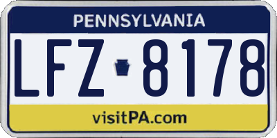 PA license plate LFZ8178