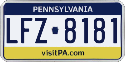 PA license plate LFZ8181