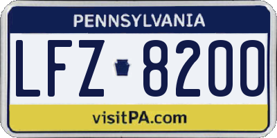 PA license plate LFZ8200