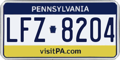 PA license plate LFZ8204