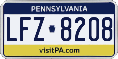 PA license plate LFZ8208