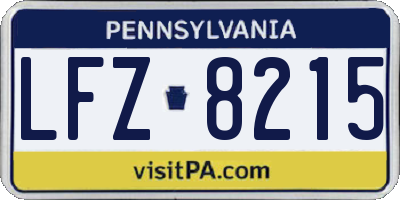 PA license plate LFZ8215