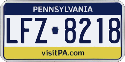 PA license plate LFZ8218