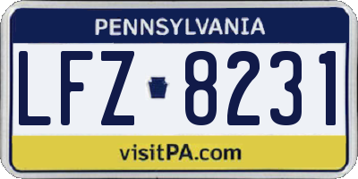 PA license plate LFZ8231