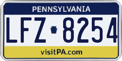 PA license plate LFZ8254
