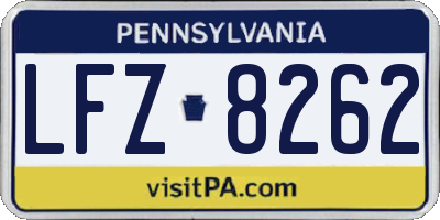 PA license plate LFZ8262