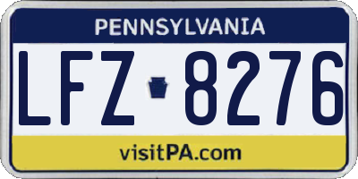 PA license plate LFZ8276